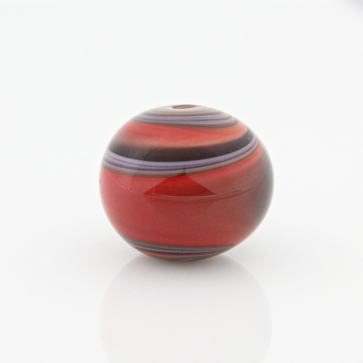 Red and Purple Striped Statement Bead - Handmade Glass Lampwork, Unique Focal Bead for Pendant, Suncatcher, or Home Decorating