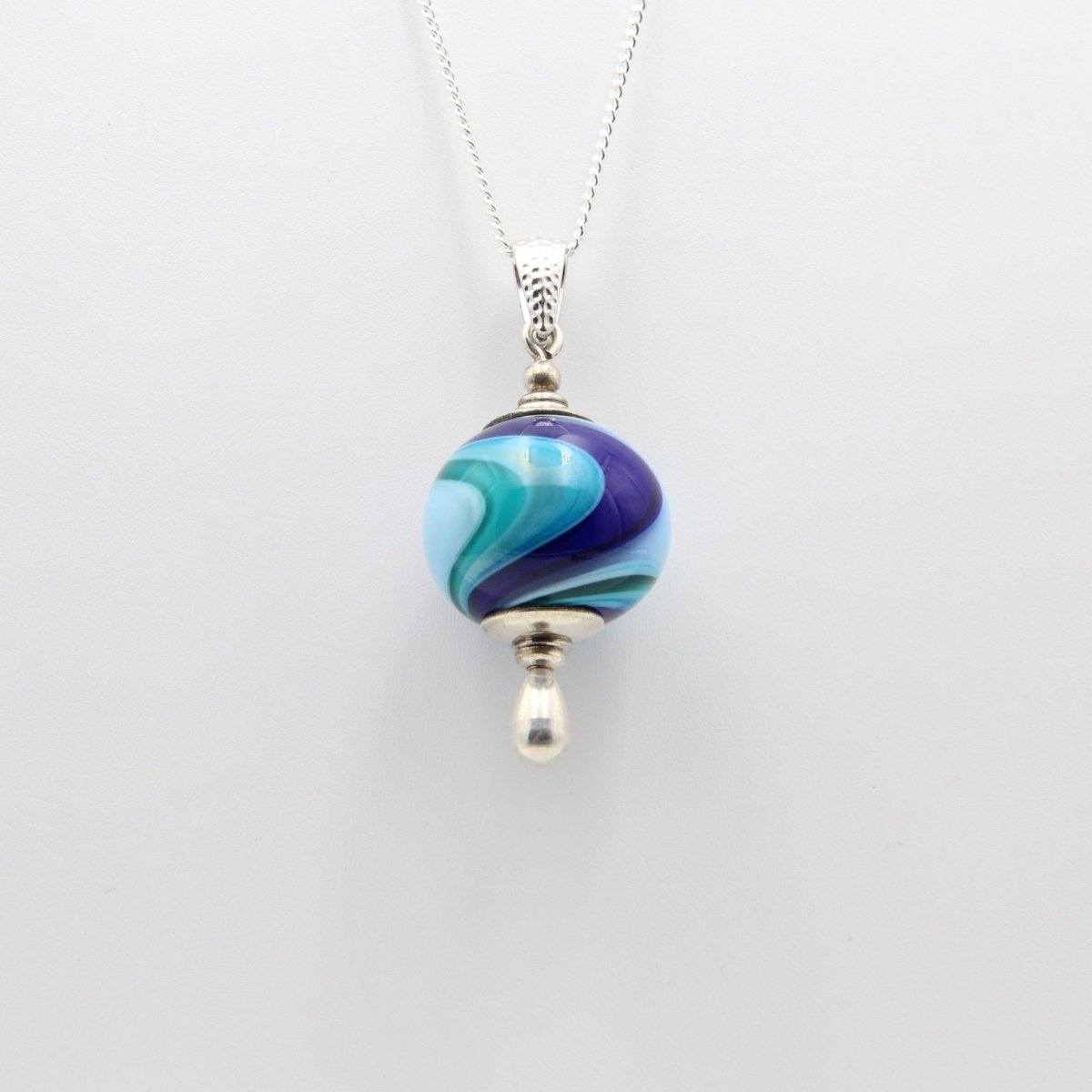 Shades of Blue Glass Bead Statement Pendant