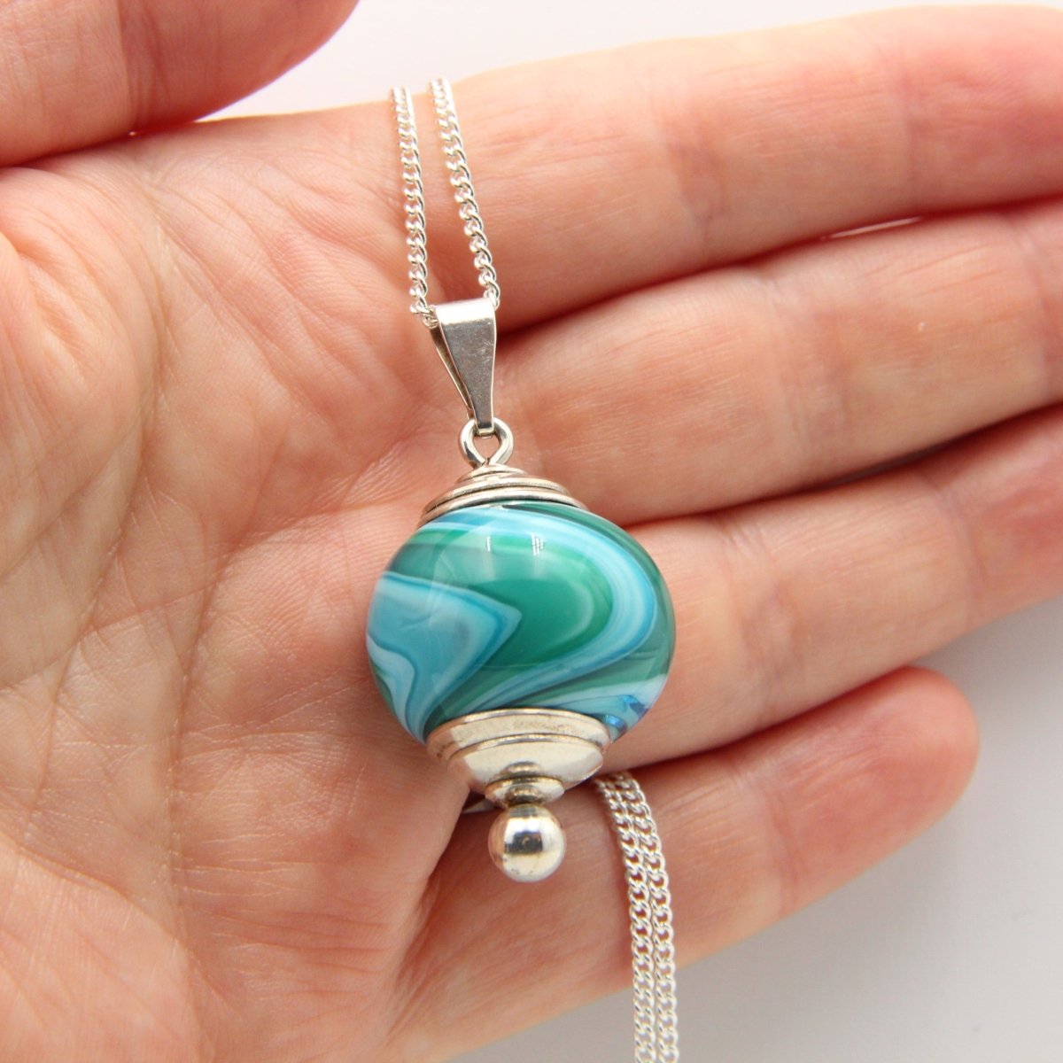 Shades of Blue Glass Bead Statement Pendant