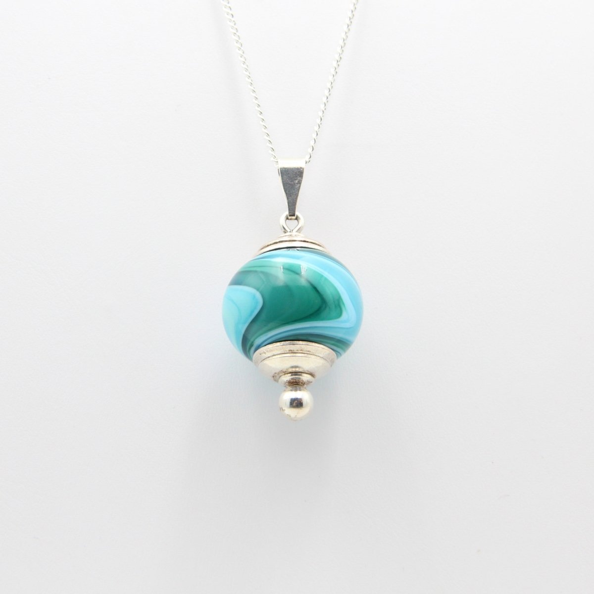 Shades of Blue Glass Bead Statement Pendant