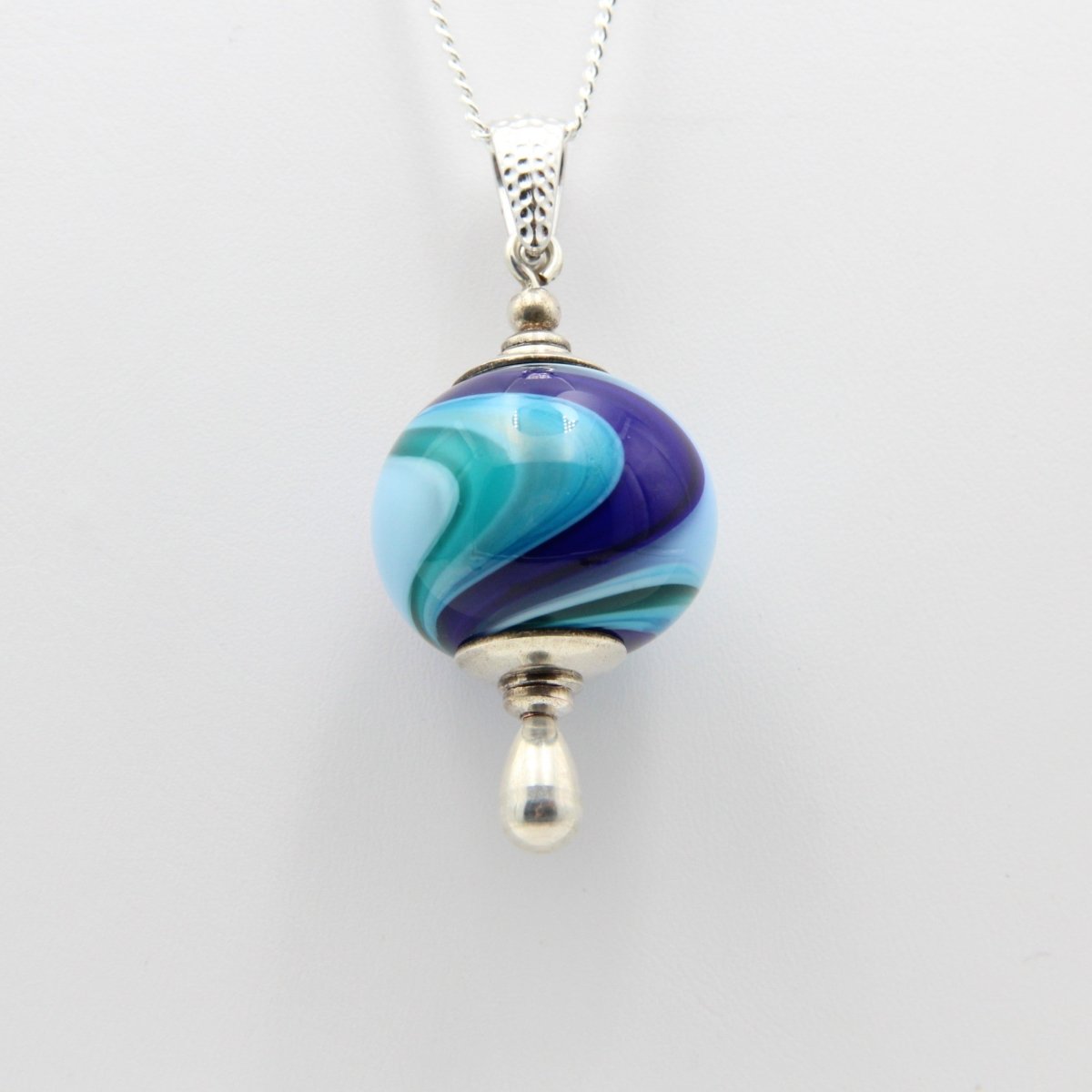 Shades of Blue Glass Bead Statement Pendant