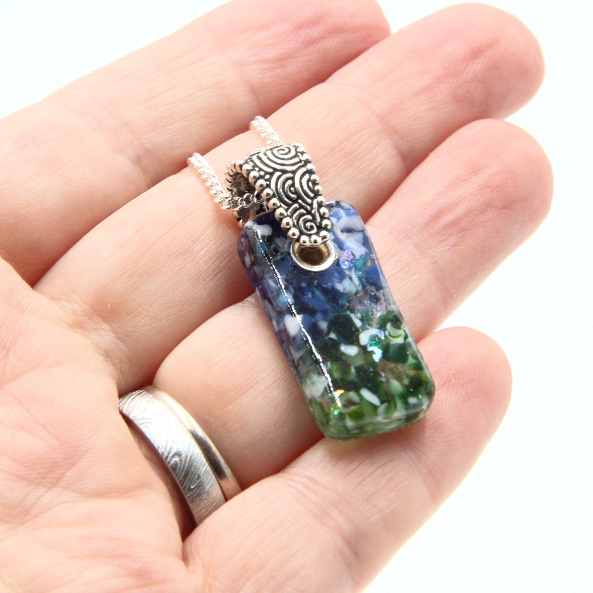 Small Blue and Green Glass Pendant