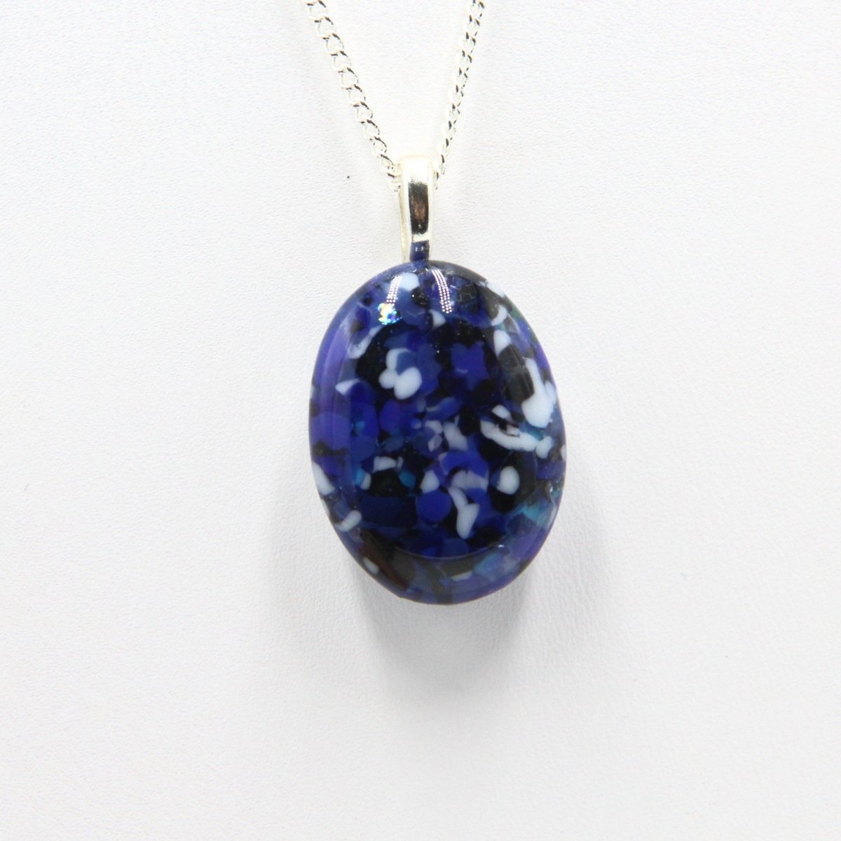 Small Blue Dichroic Frit Pendant