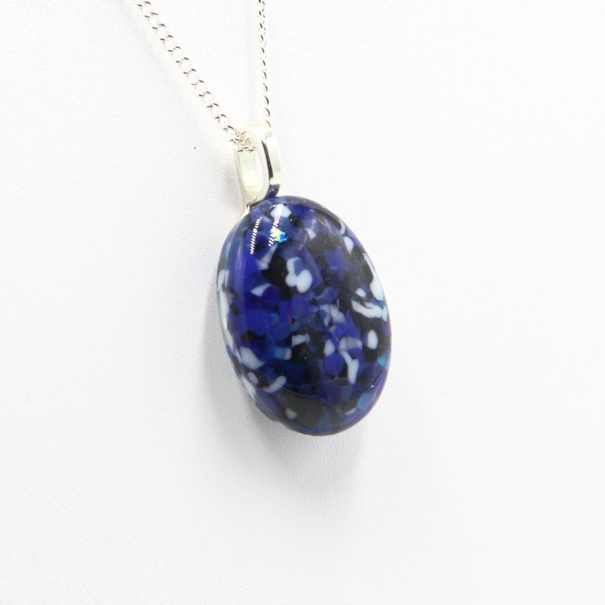 Small Blue Dichroic Frit Pendant