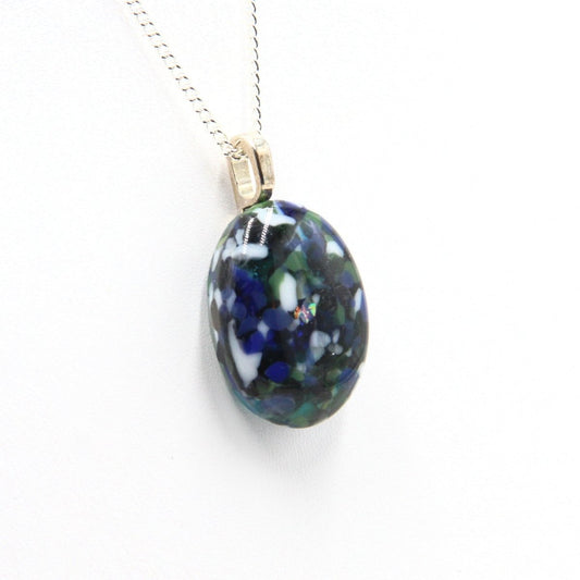 Small Blue-Green Dichroic Frit Pendant