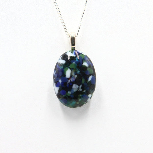 Small Blue-Green Dichroic Frit Pendant