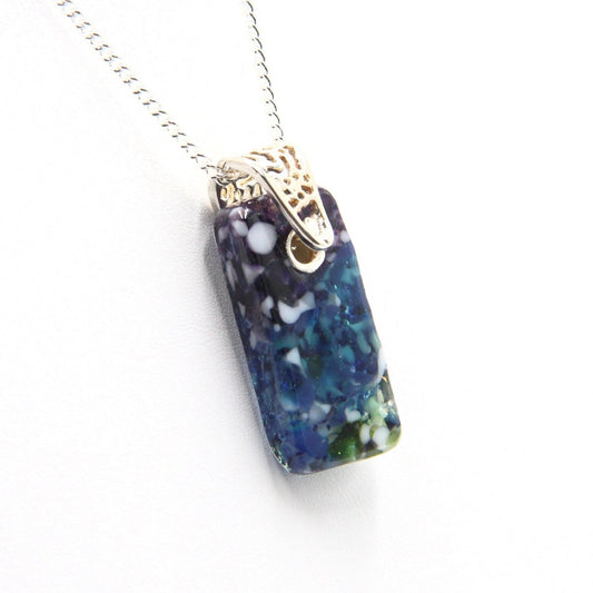 Small Blue, Purple, and Green Glass Pendant