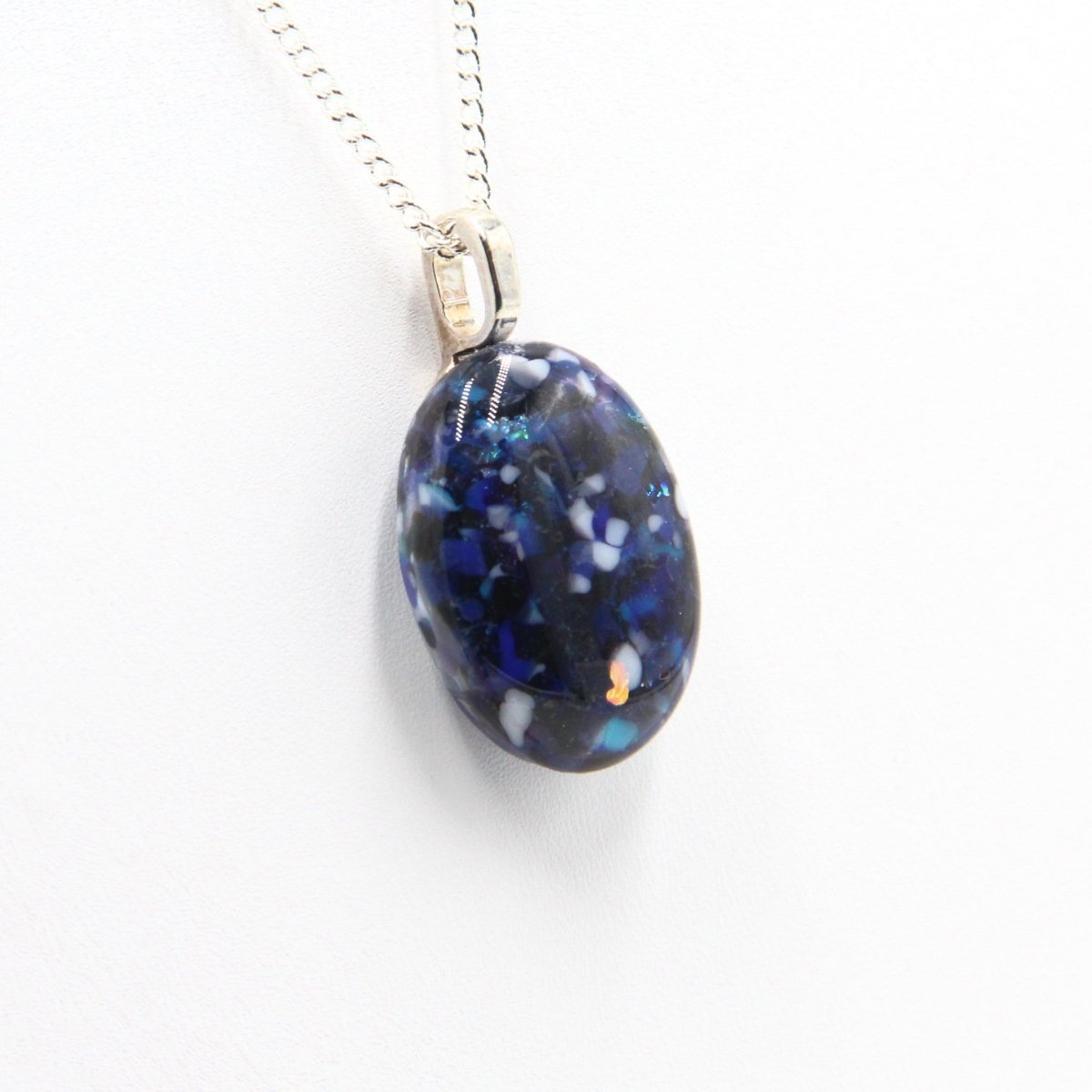 Small Blue-Purple Dichroic Frit Pendant