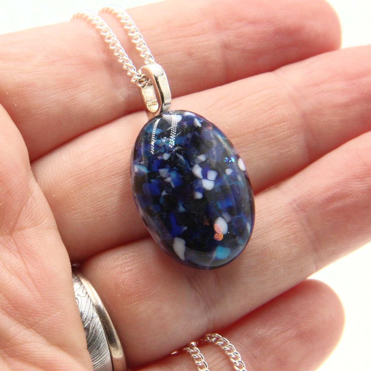 Small Blue-Purple Dichroic Frit Pendant