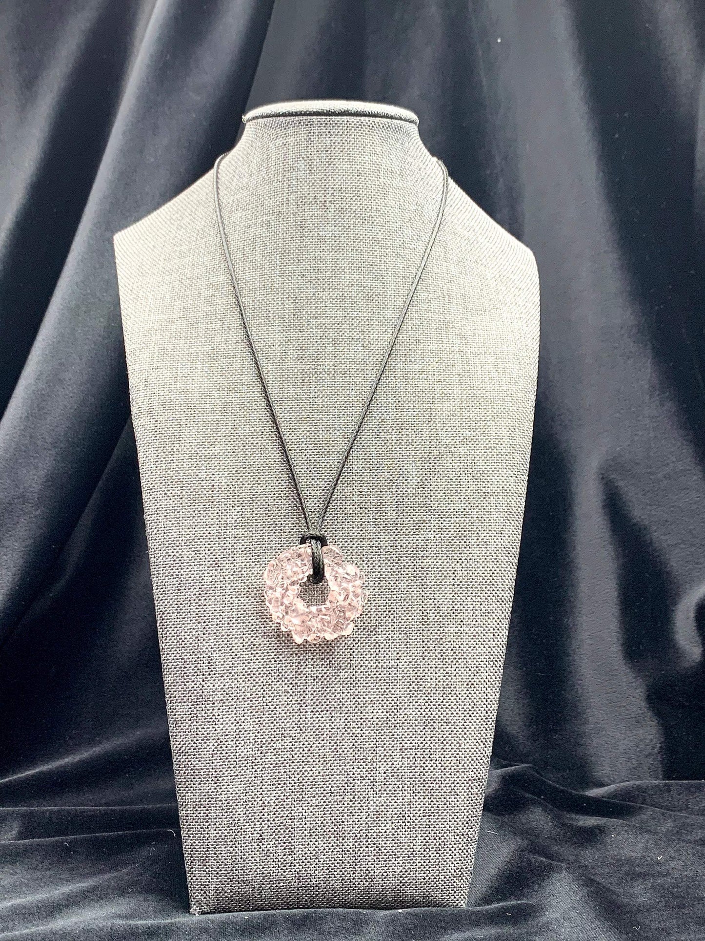 Upcycled Glass Jewelry, Pink Statement Pendant Necklace, Recycled Glass, Gift for Wine Lover, Glass Bottle Art