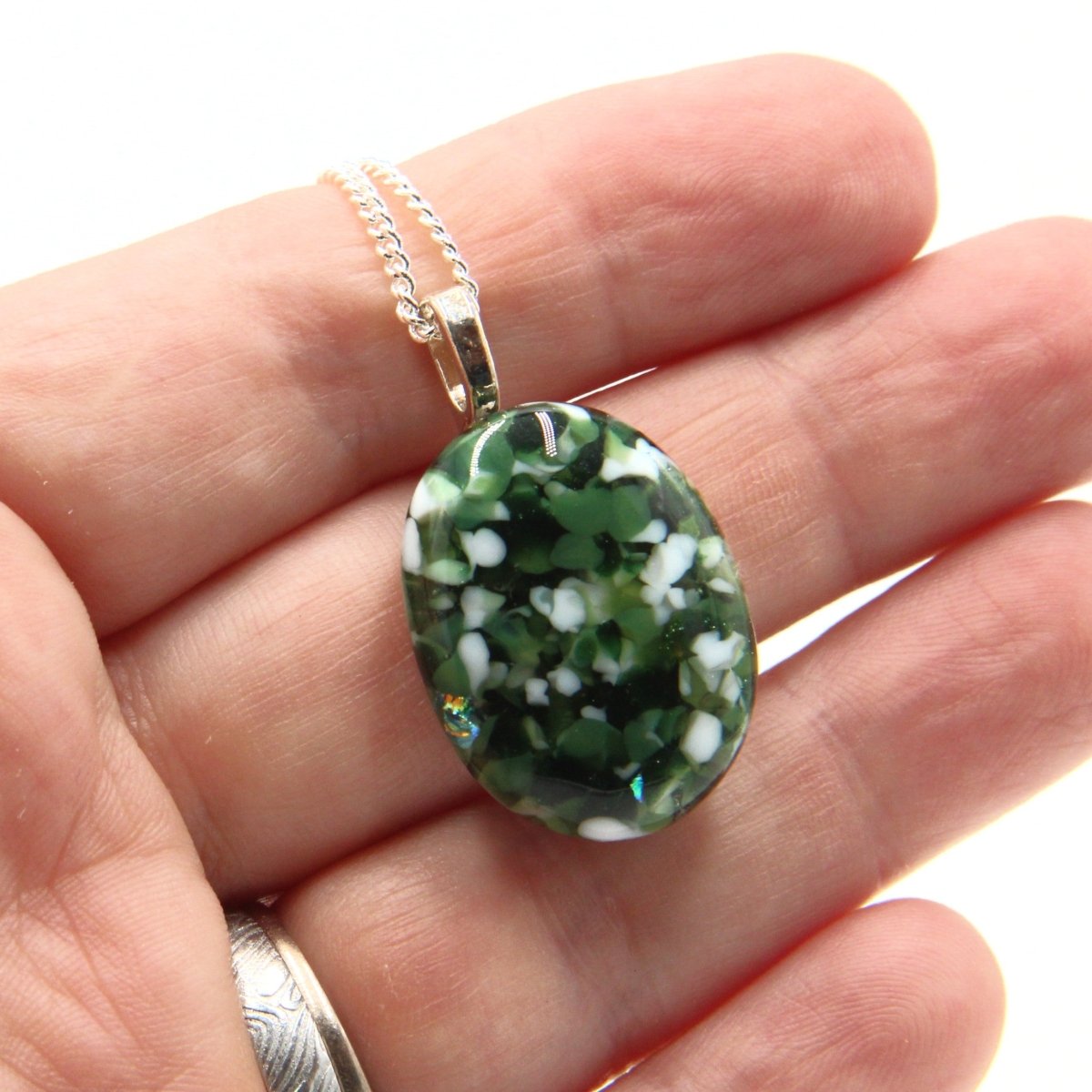Small Green Dichroic Frit Pendant