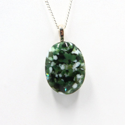 Small Green Dichroic Frit Pendant