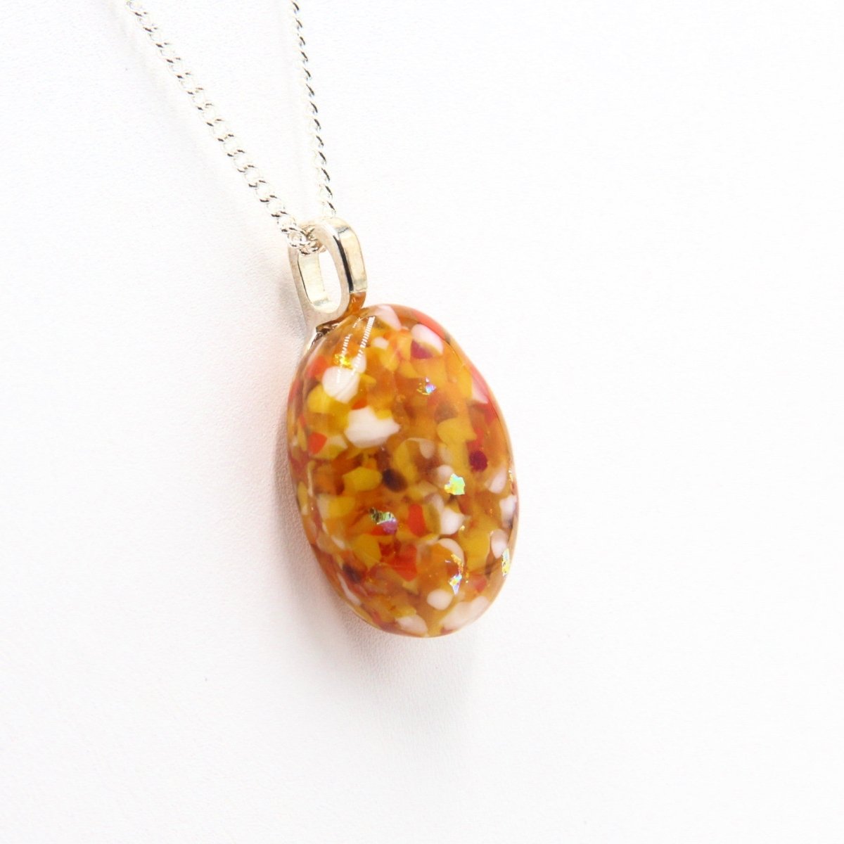 Small Orange-Yellow Dichroic Frit Pendant