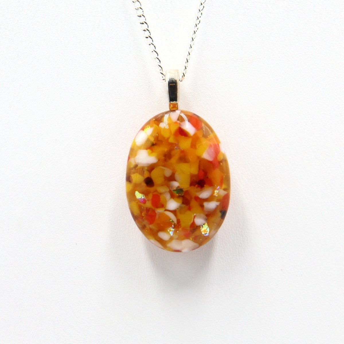 Small Orange-Yellow Dichroic Frit Pendant