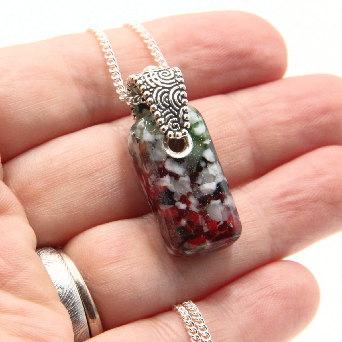 Small Red and Green Glass Pendant