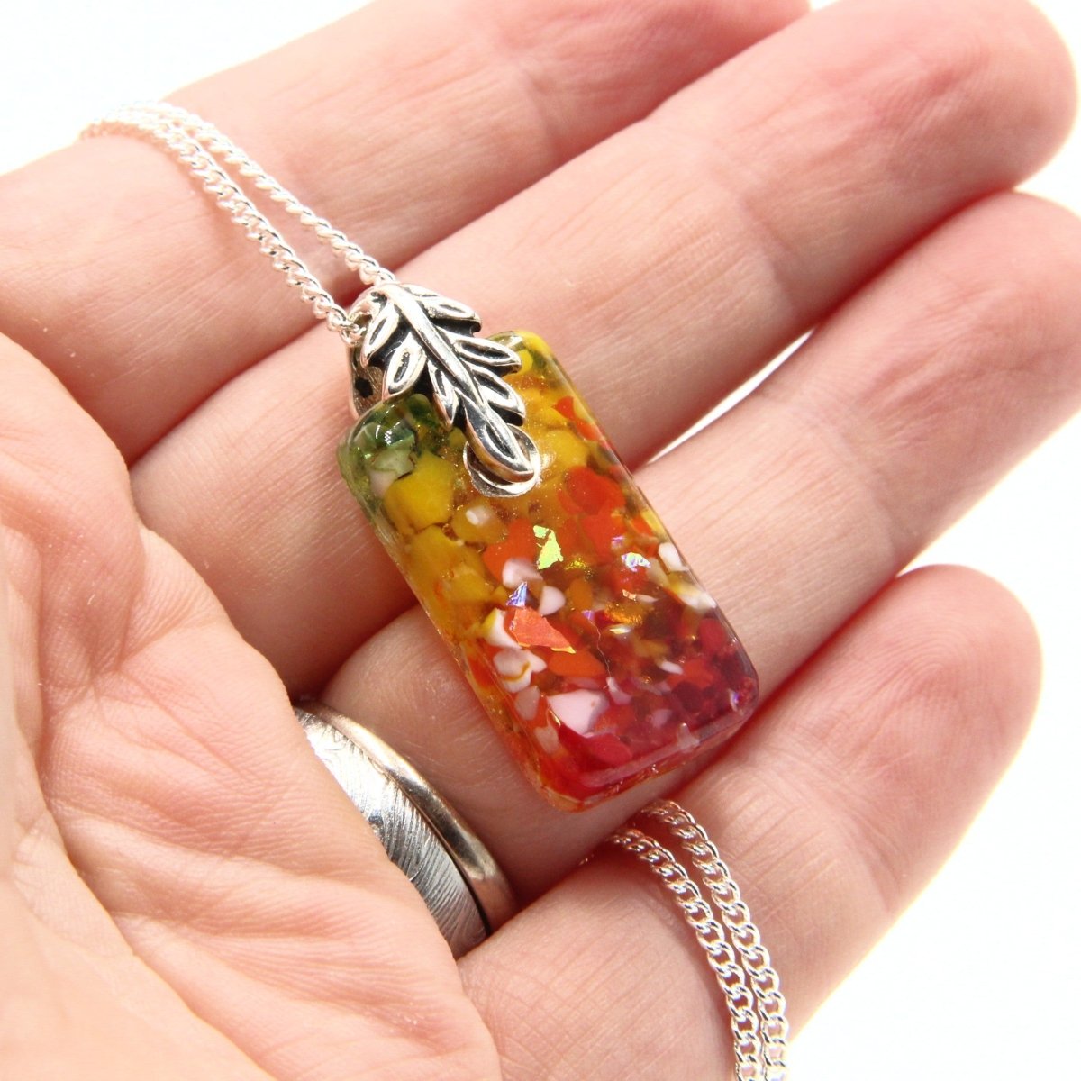 Small Red and Yellow Glass Pendant