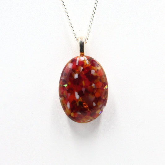 Small Red-Orange Dichroic Frit Pendant