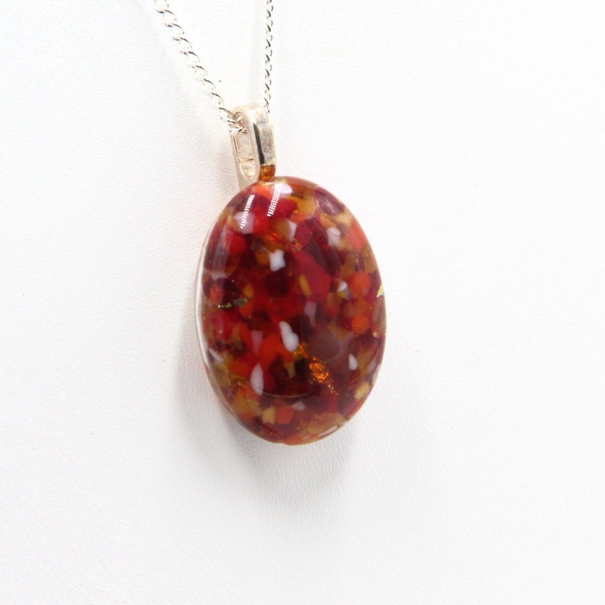 Small Red-Orange Dichroic Frit Pendant