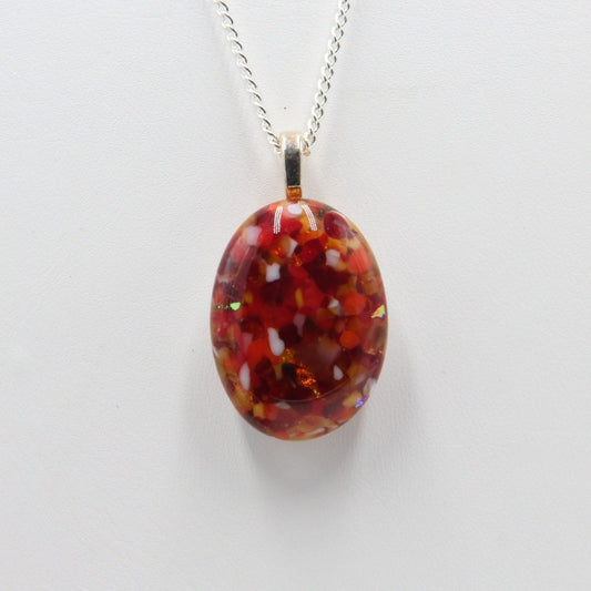 Small Red-Orange Dichroic Frit Pendant