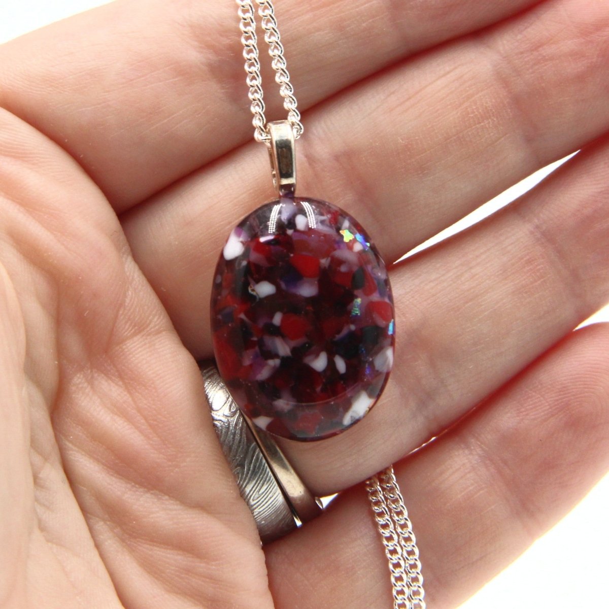 Small Red-Purple Dichroic Frit Pendant
