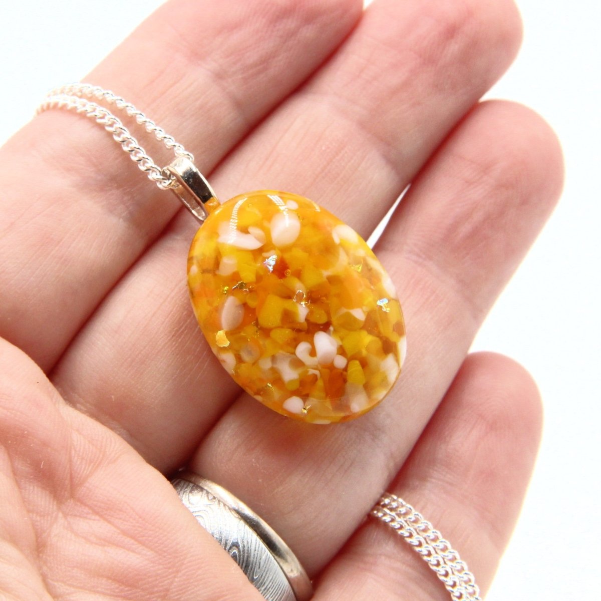 Small Yellow Dichroic Frit Pendant