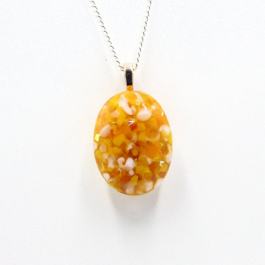 Small Yellow Dichroic Frit Pendant