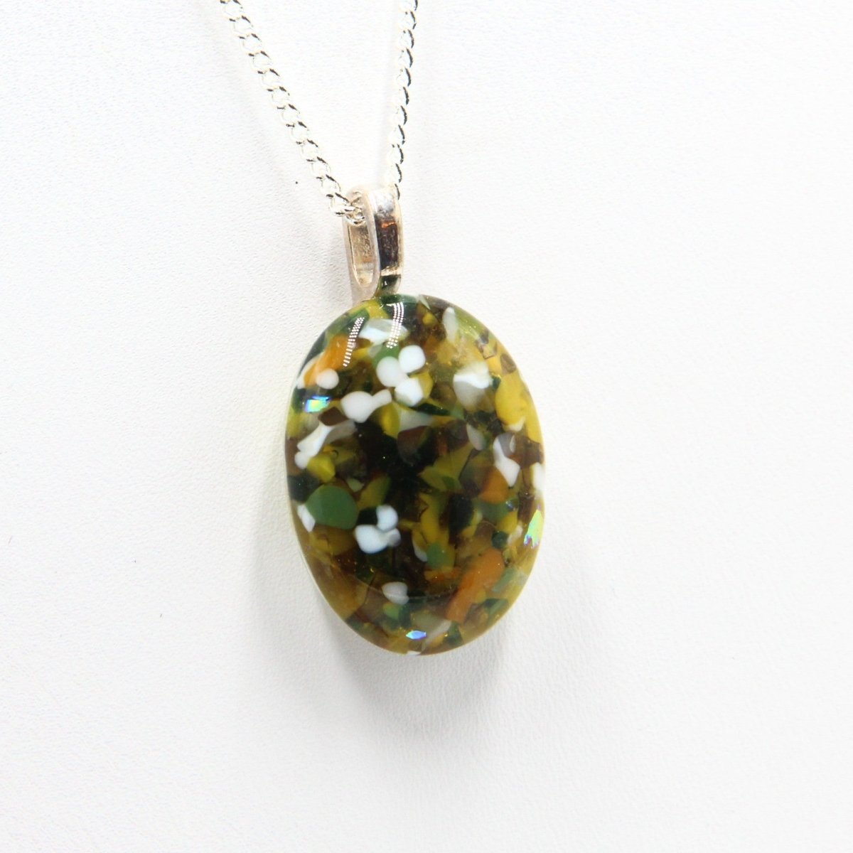 Small Yellow-Green Dichroic Frit Pendant