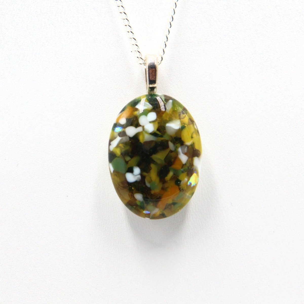 Small Yellow-Green Dichroic Frit Pendant