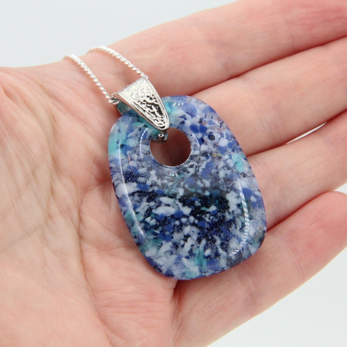Speckled Blue Glass Pendant