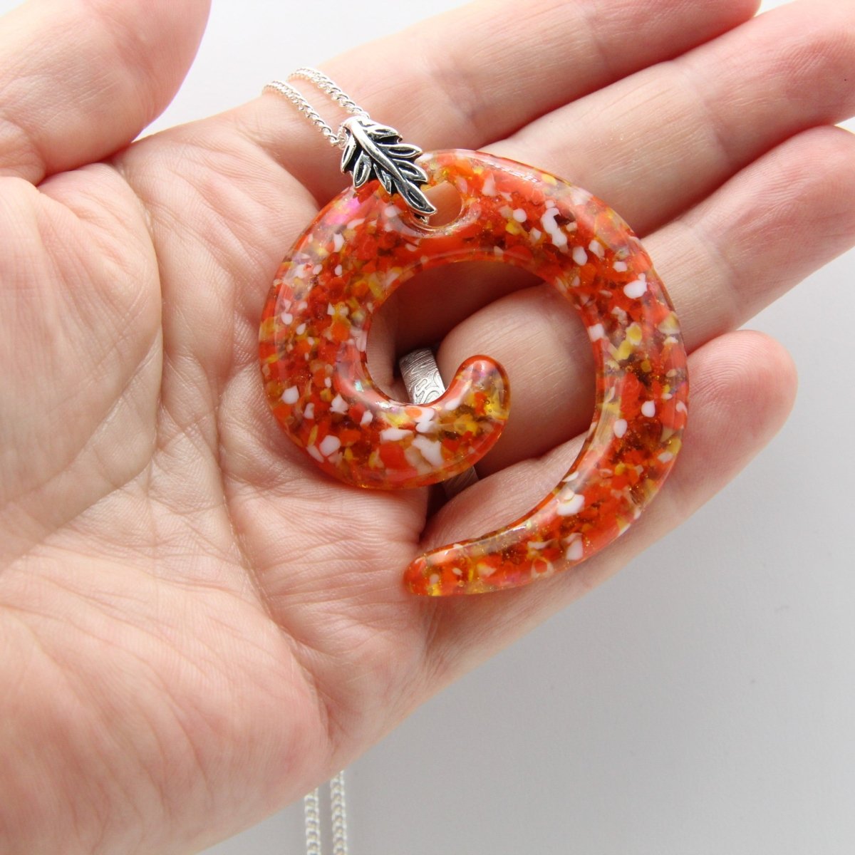 Speckled Orange and Yellow Glass Pendant