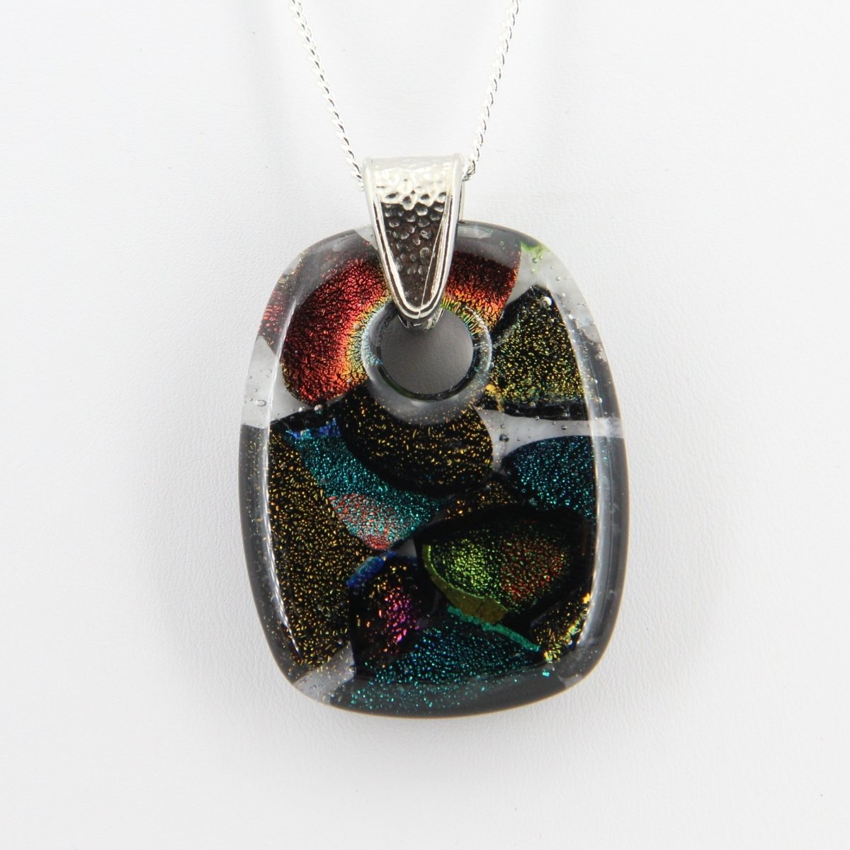 Teal and Bronze Dichroic Glass Pendant
