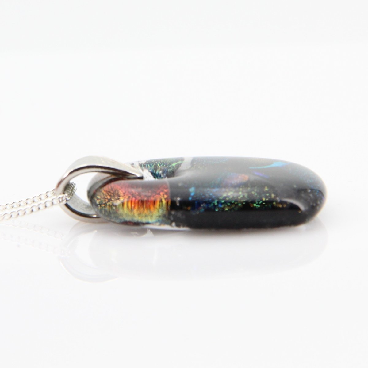 Teal and Bronze Dichroic Glass Pendant
