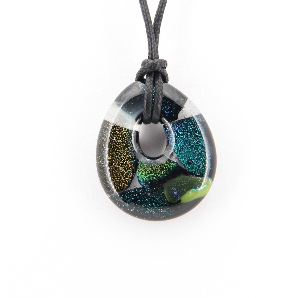 Teal and Bronze Dichroic Glass Pendant