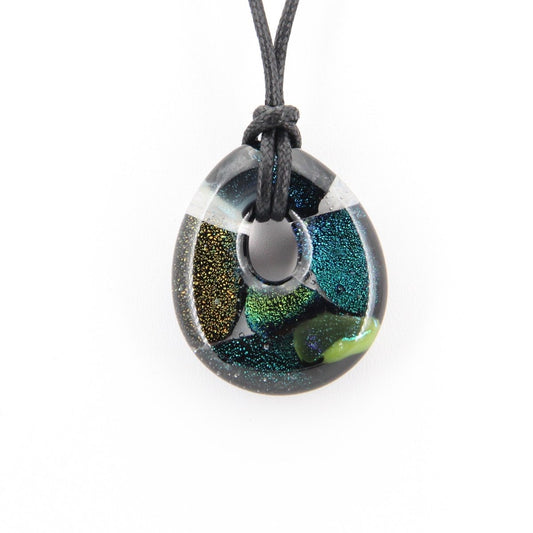 Teal and Bronze Dichroic Glass Pendant