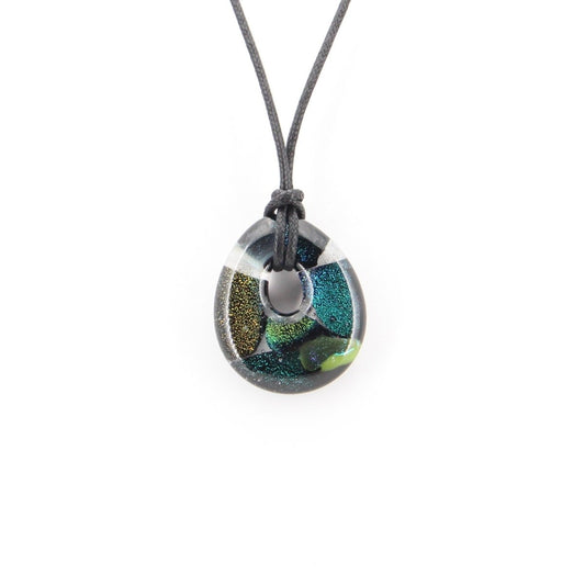 Teal and Bronze Dichroic Glass Pendant
