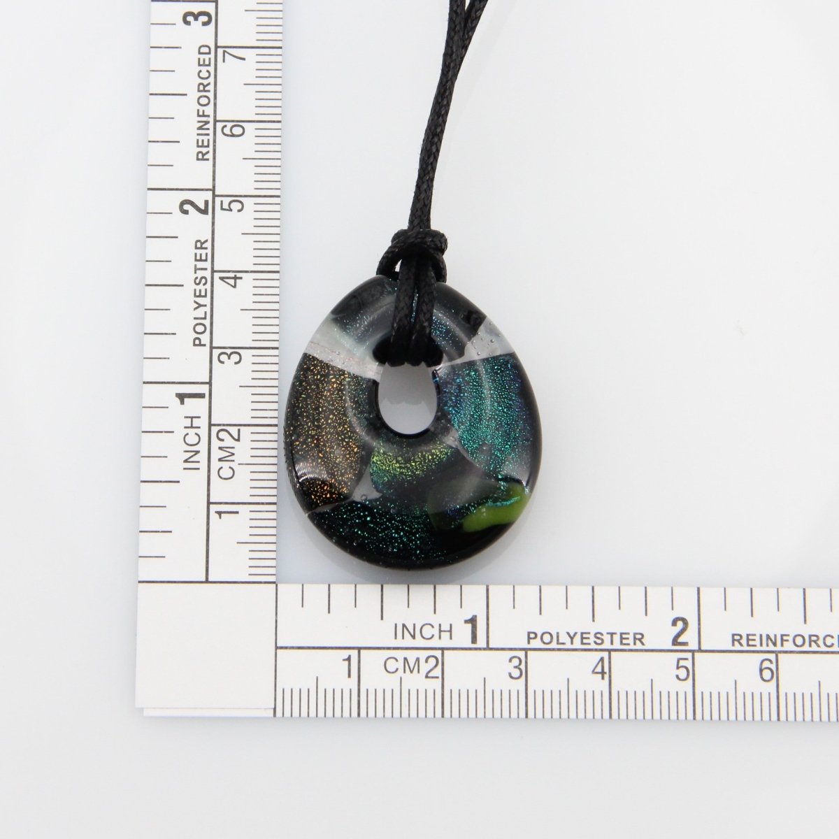 Teal and Bronze Dichroic Glass Pendant