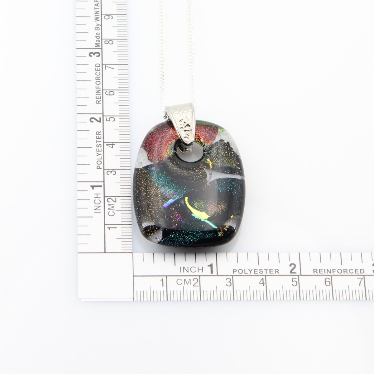 Teal and Bronze Dichroic Glass Pendant
