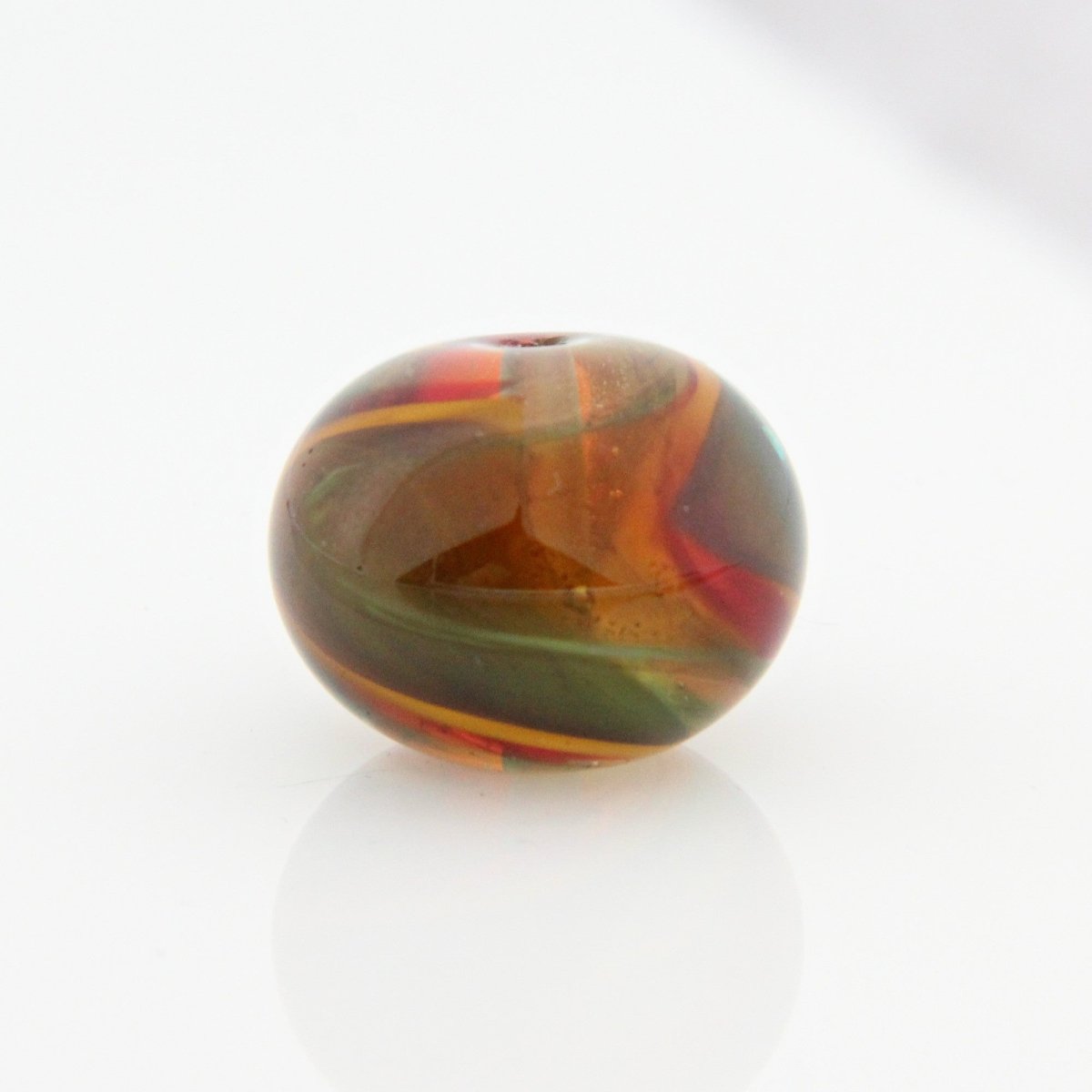 Teal and Orange Striped Statement Bead - Handmade Glass Lampwork, Unique Focal Bead for Pendant, Suncatcher, or Home Decorating