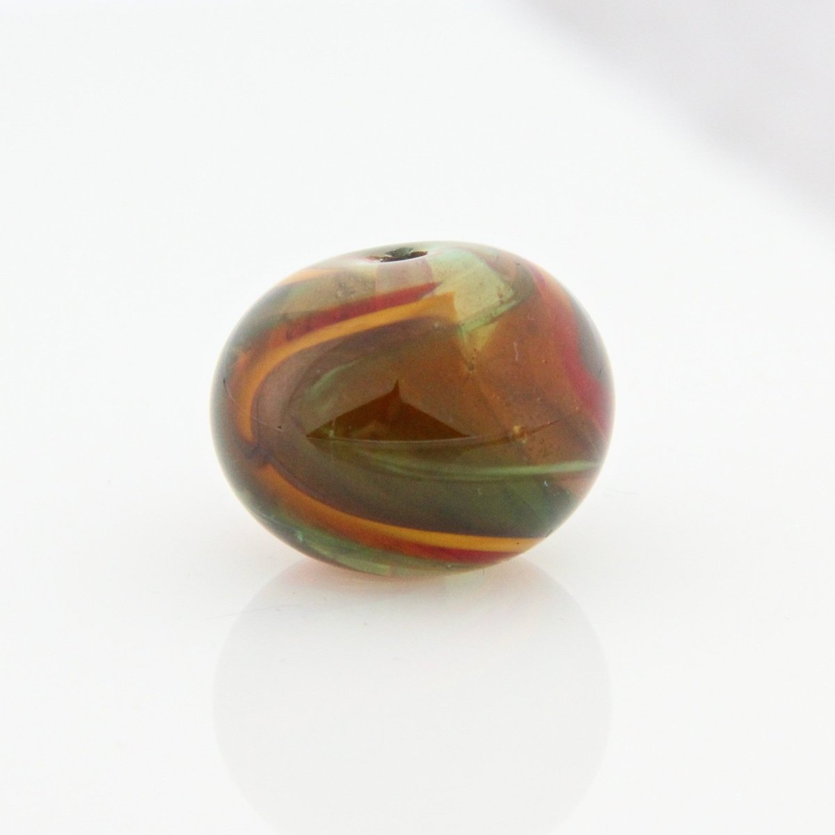 Teal and Orange Striped Statement Bead - Handmade Glass Lampwork, Unique Focal Bead for Pendant, Suncatcher, or Home Decorating