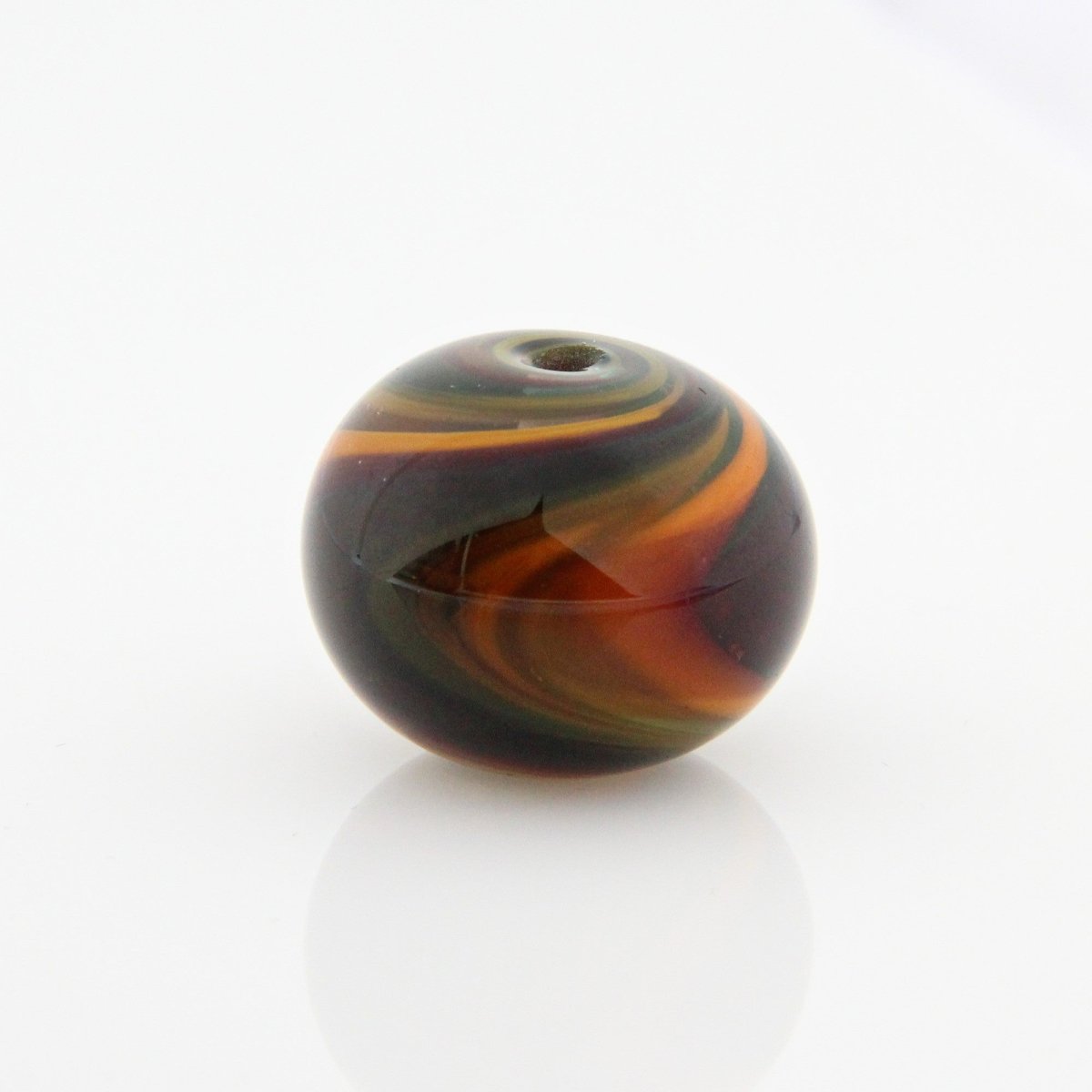 Teal, Red, and Orange Striped Statement Bead - Handmade Glass Lampwork, Unique Focal Bead for Pendant, Suncatcher, or Home Decorating