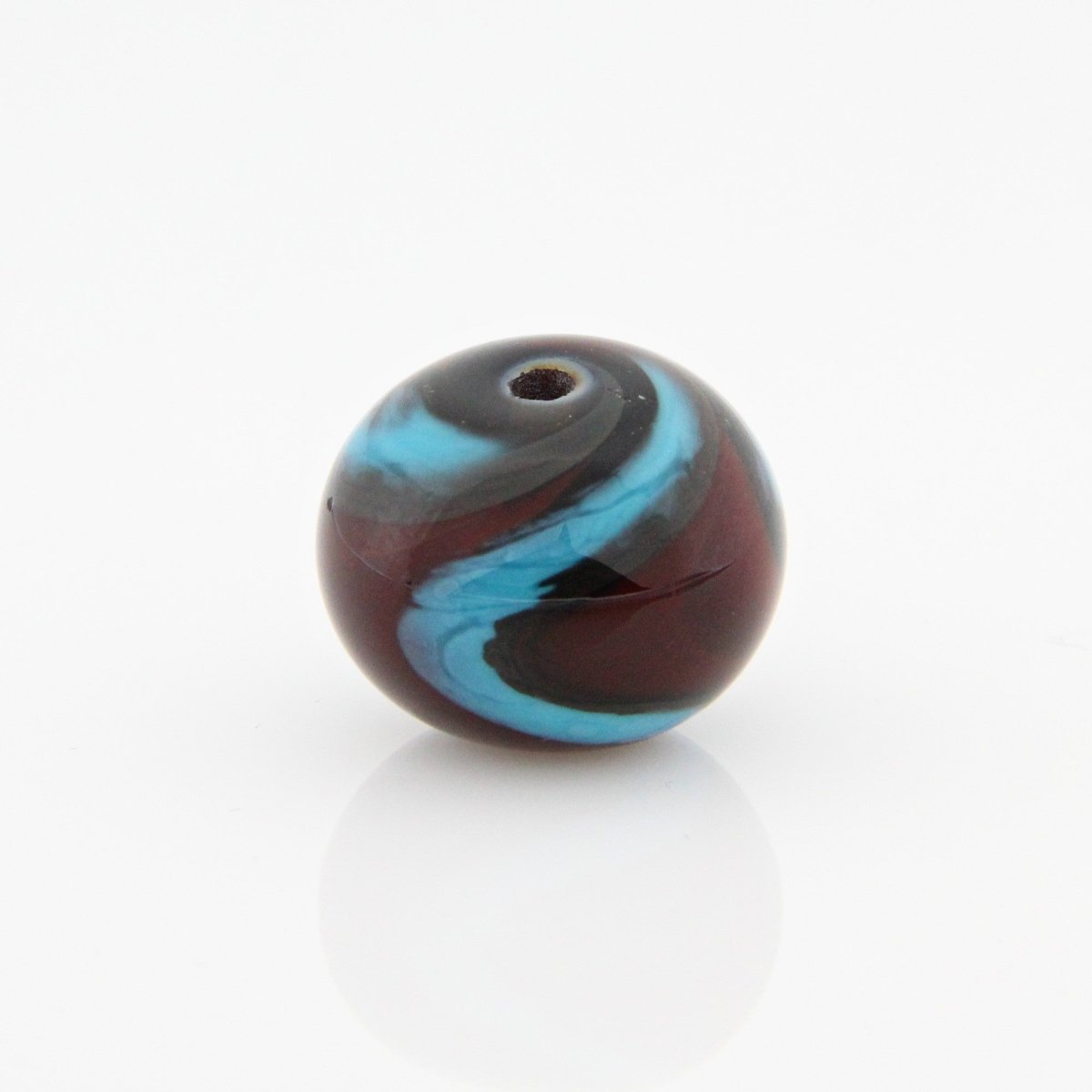 Turquoise and Red Striped Statement Bead - Handmade Glass Lampwork, Unique Focal Bead for Pendant, Suncatcher, or Home Decorating