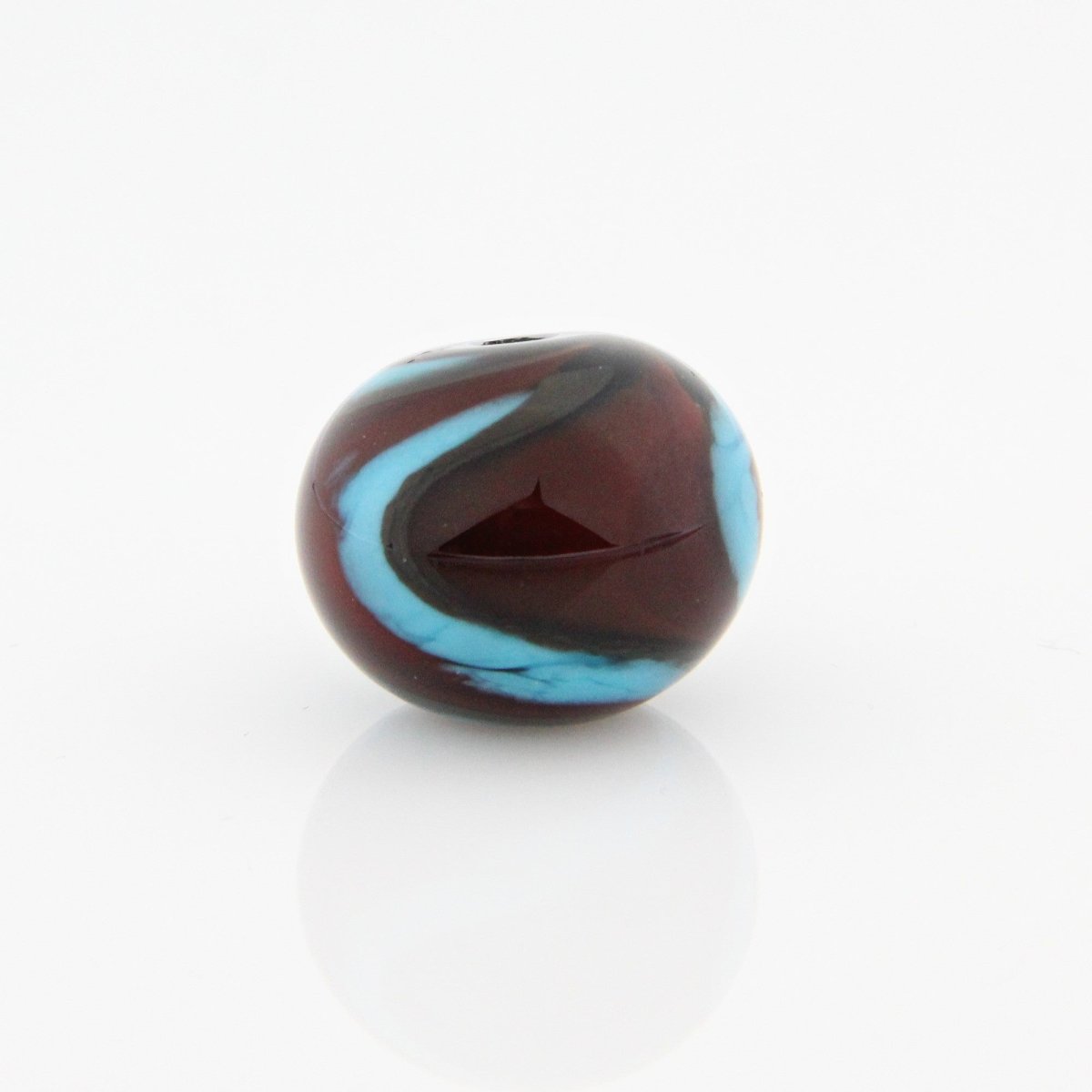 Turquoise and Red Striped Statement Bead - Handmade Glass Lampwork, Unique Focal Bead for Pendant, Suncatcher, or Home Decorating