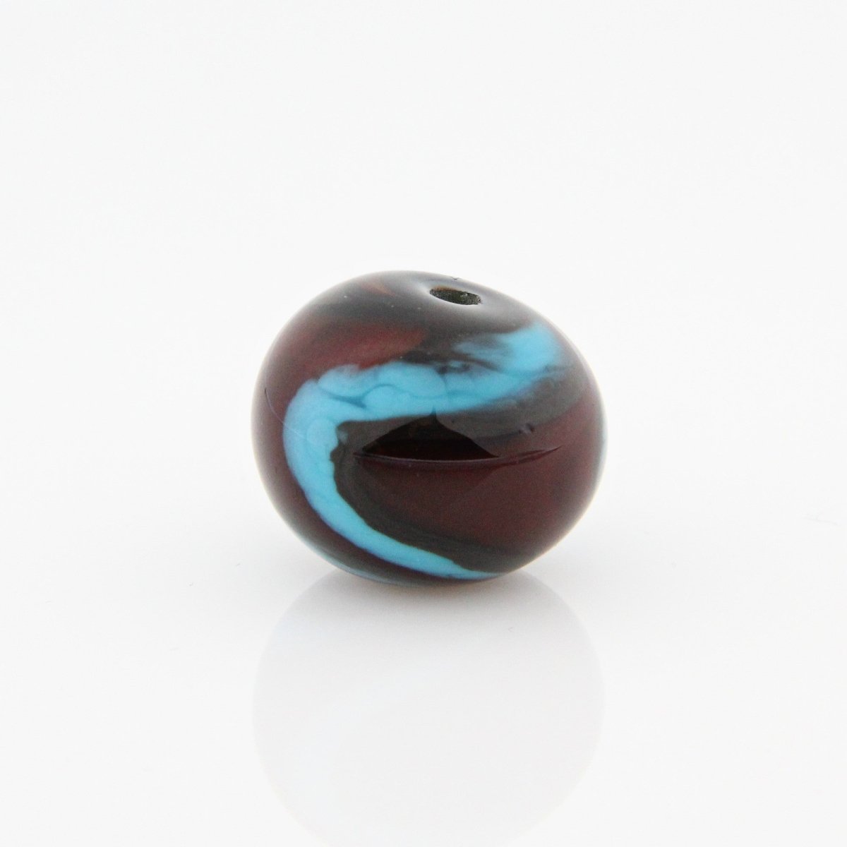 Turquoise and Red Striped Statement Bead - Handmade Glass Lampwork, Unique Focal Bead for Pendant, Suncatcher, or Home Decorating