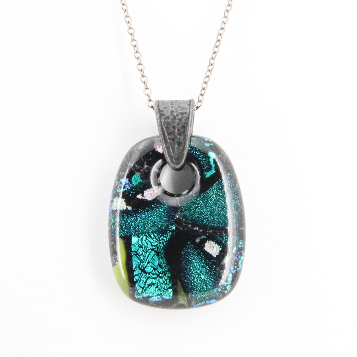 Turquoise Dichroic Glass Pendant