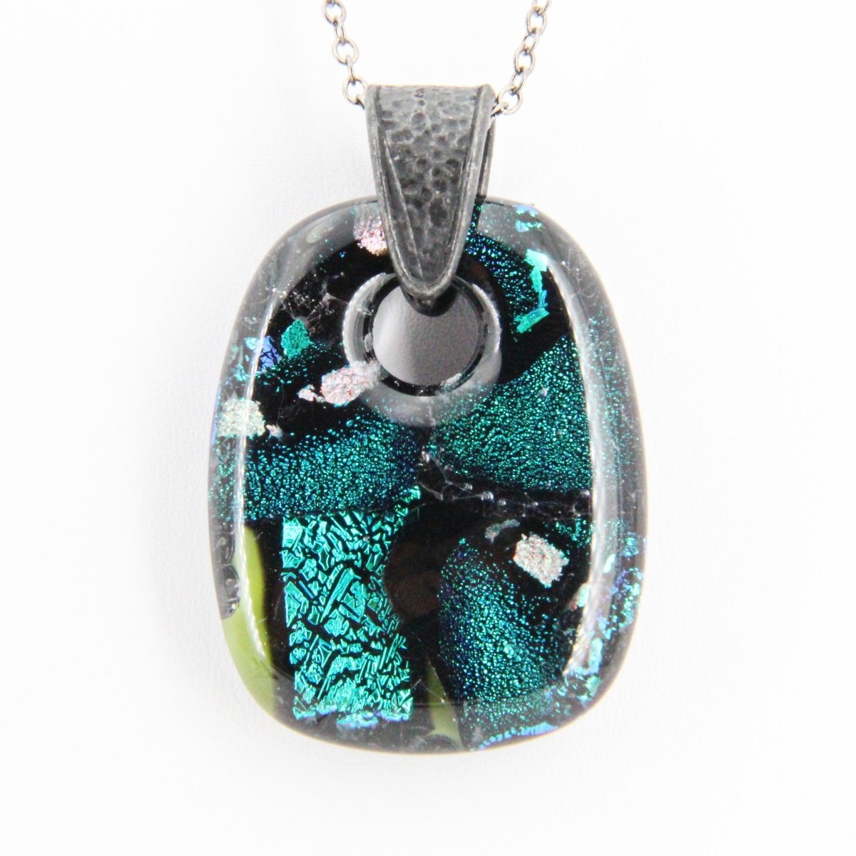 Turquoise Dichroic Glass Pendant