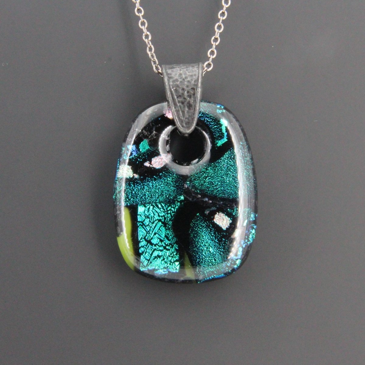 Turquoise Dichroic Glass Pendant
