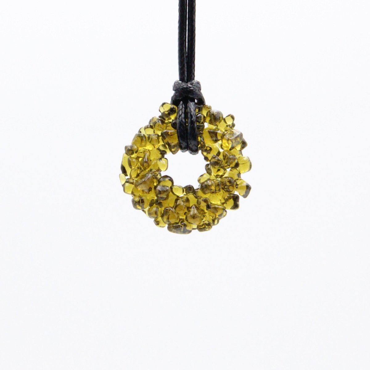 Upcycled Amber Donut Necklace, Recycled Glass Pendant