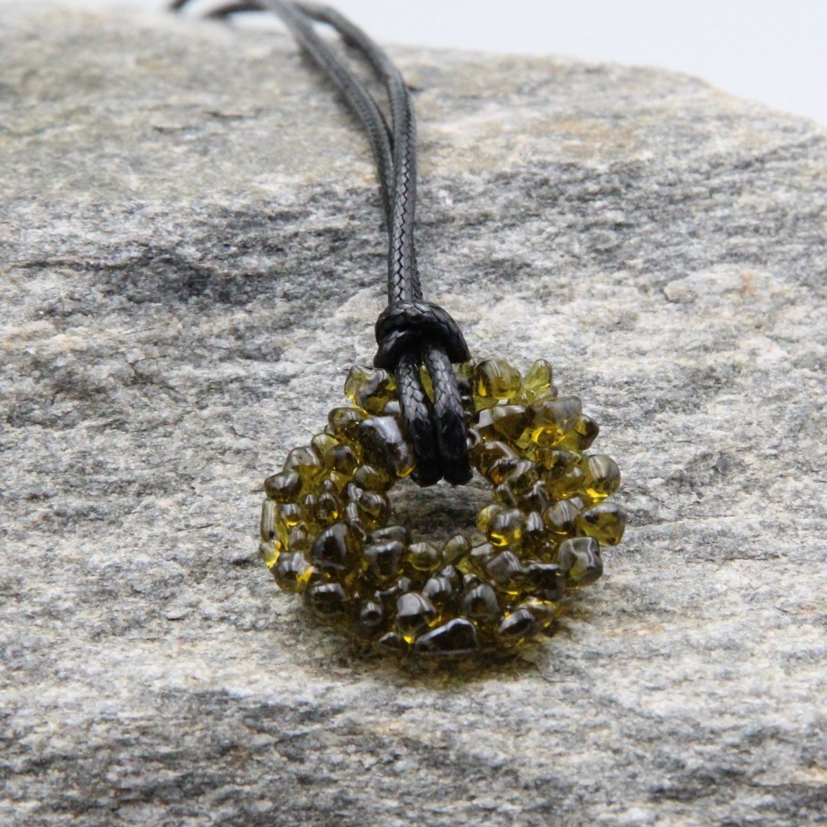 Upcycled Amber Donut Necklace, Recycled Glass Pendant