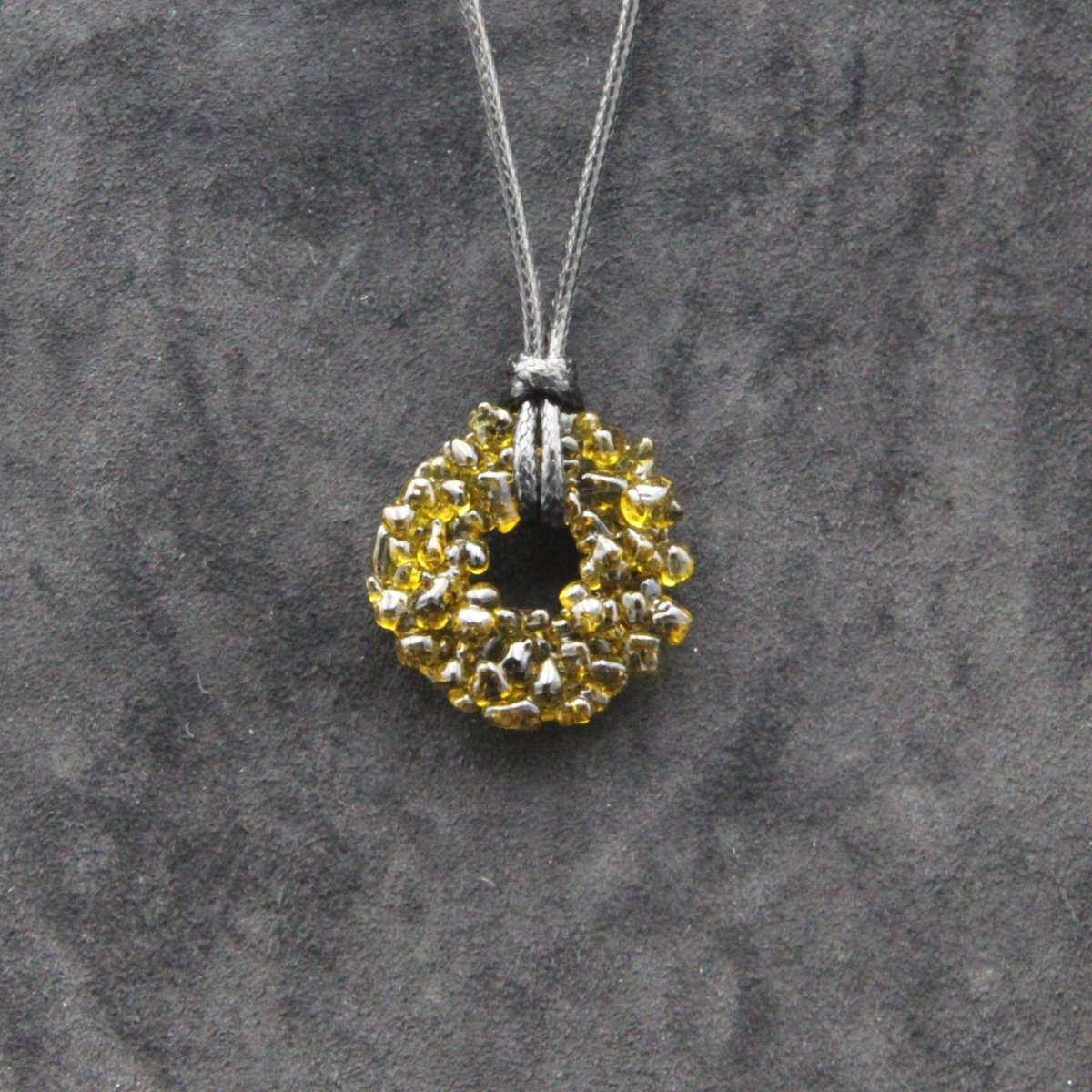 Upcycled Amber Donut Necklace, Recycled Glass Pendant