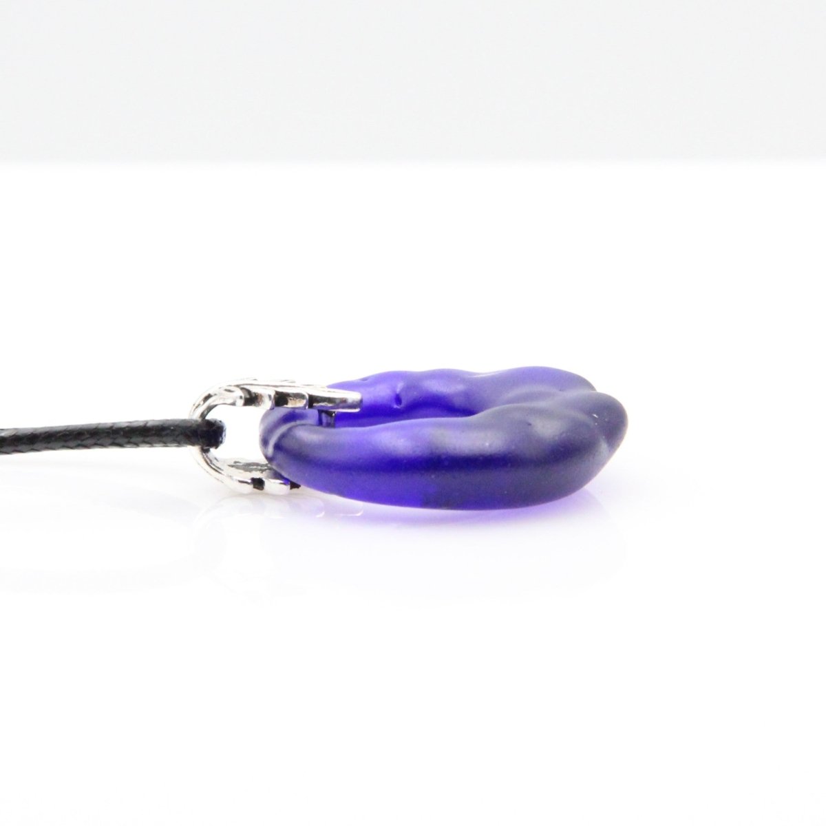 Upcycled Blue Donut Necklace, Recycled Glass Pendant